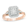 Thumbnail Image 1 of 3/8 CT. T.W. Baguette Diamond Double Frame Engagement Ring in 10K Two-Tone Gold