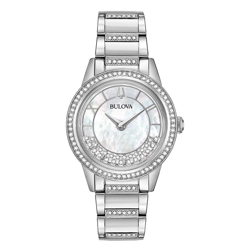 Main Image 1 of Ladies' Bulova Turnstyle Crystal Accent Watch with Mother-of-Pearl Dial (Model: 96L257)
