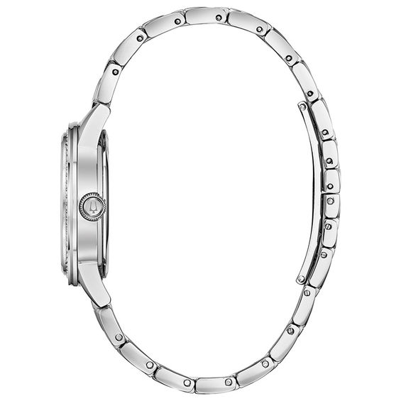 Ladies' Bulova Turnstyle Crystal Accent Watch with Mother-of-Pearl Dial (Model: 96L257)
