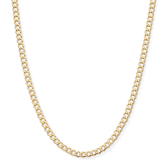 10K Hollow Gold Beveled Curb Chain - 24"