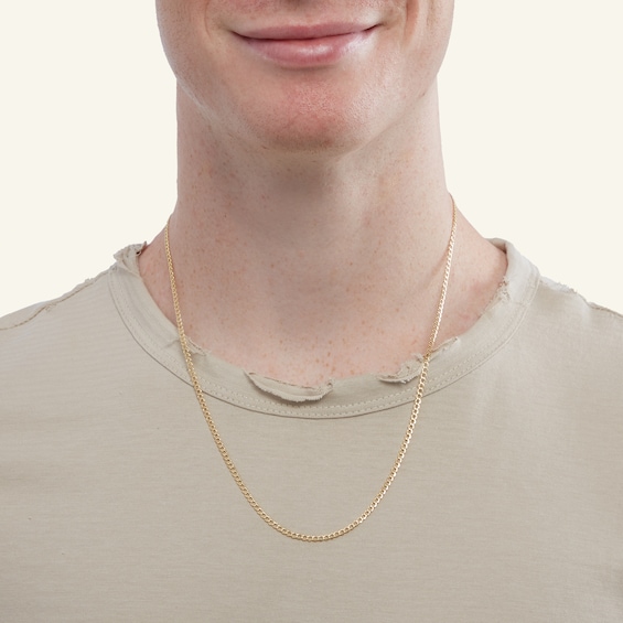 10K Hollow Gold Beveled Curb Chain - 22"