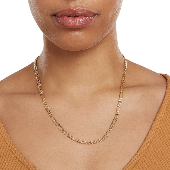 10K Hollow Gold Beveled Figaro Chain - 20"