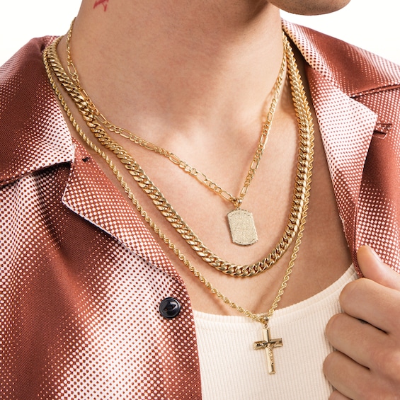 10K Hollow Gold Beveled Figaro Chain - 20"