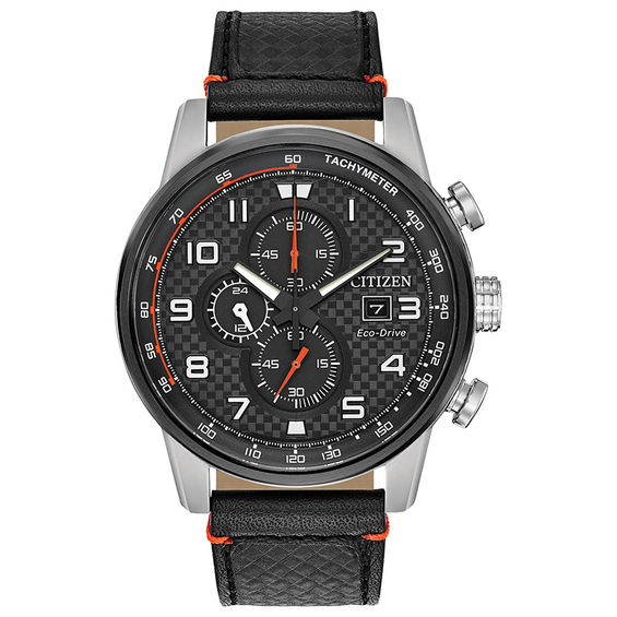 Men's Citizen Eco-DriveÂ® Primo Chronograph Strap Watch with Black Dial (Model: Ca0681-03E)