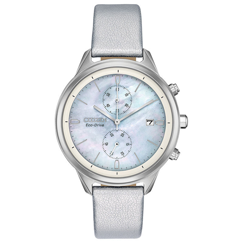 Main Image 1 of Ladies' Citizen Eco-Drive® Chandler Chronograph Strap Watch with Mother-of-Pearl Dial (Model: FB2000-03D)