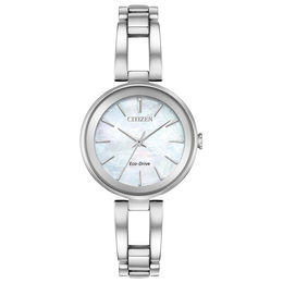 Ladies' Citizen Eco-Drive® Axiom Bangle Watch with Mother-of-Pearl Dial (Model: EM0630-51D)