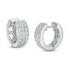 Thumbnail Image 0 of 1/3 CT. T.W. Baguette and Round Diamond Multi-Row Huggie Hoop Earrings in 14K White Gold