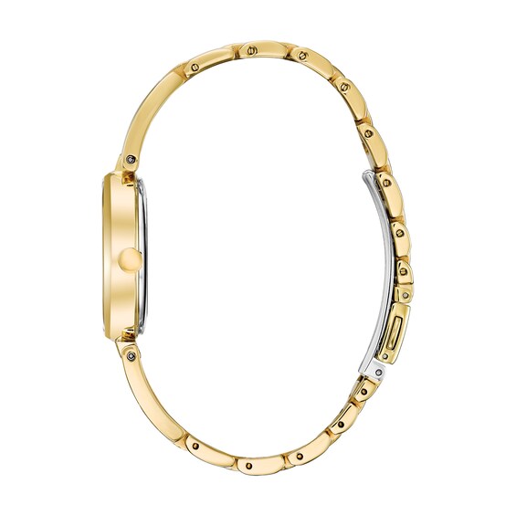 Ladies' Citizen Eco-DriveÂ® Axiom Gold-Tone Bangle Watch with Champagne Dial (Model: Em0638-50P)