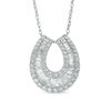 Thumbnail Image 0 of 2 CT. T.W. Baguette and Round Diamond Horseshoe Pendant in 14K White Gold