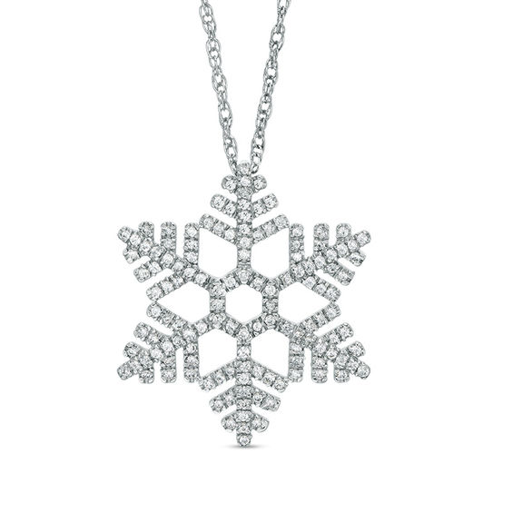 1/3 CT. T.w. Diamond Snowflake Pendant in 10K White Gold