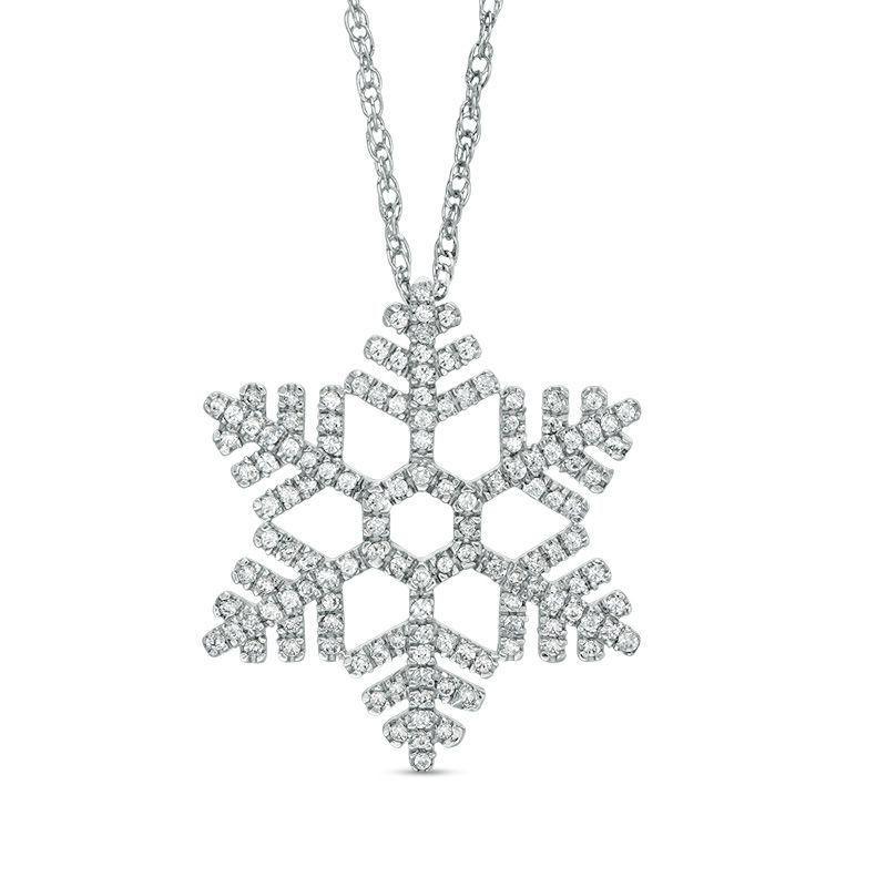 1/3 CT. T.W. Diamond Snowflake Pendant in 10K White Gold