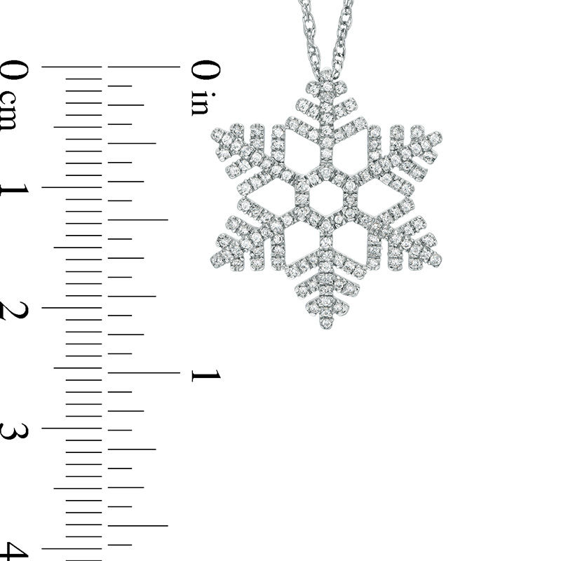 Main Image 2 of 1/3 CT. T.W. Diamond Snowflake Pendant in 10K White Gold