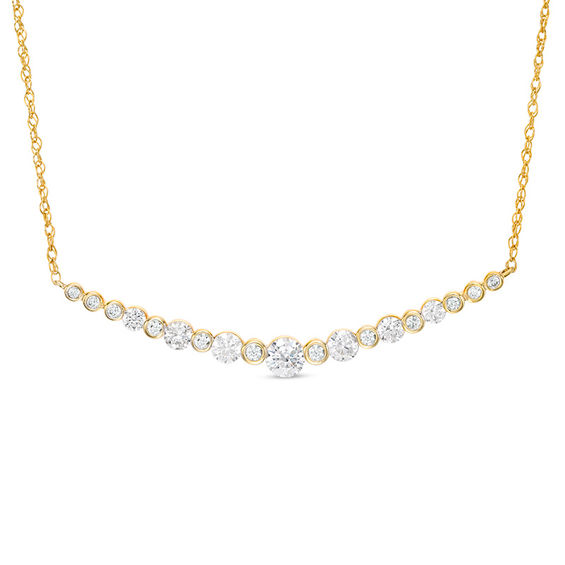 1 CT. T.w. Diamond Curved Bar Necklace in 10K Gold