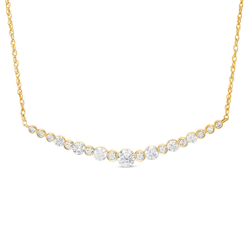 1 CT. T.W. Diamond Curved Bar Necklace in 10K Gold