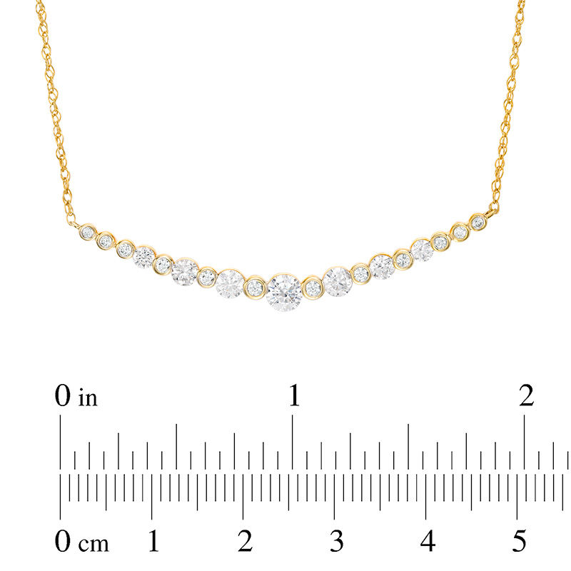 1 CT. T.W. Diamond Curved Bar Necklace in 10K Gold