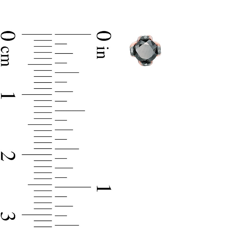 Main Image 2 of 1/2 CT. T.W. Enhanced Black and White Diamond Solitaire Stud Earrings in 10K Rose Gold