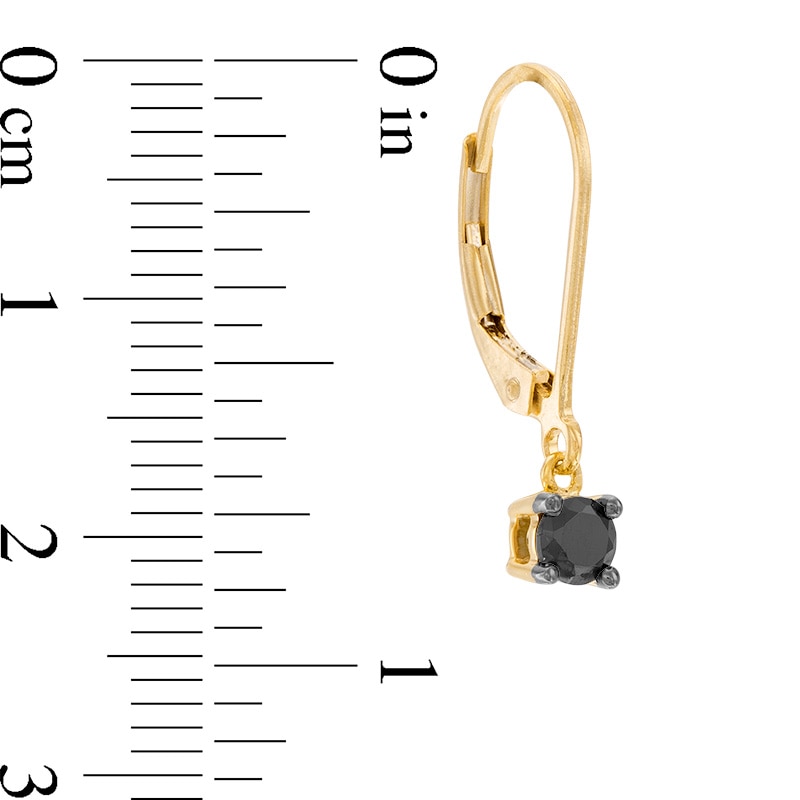 Main Image 2 of 3/8 CT. T.W. Black Diamond Solitaire Drop Earrings in 10K Gold