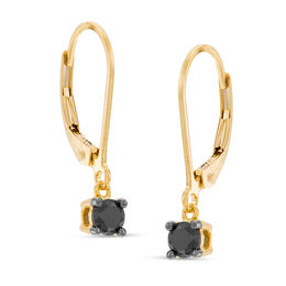 3/8 CT. T.W. Black Diamond Solitaire Drop Earrings in 10K Gold