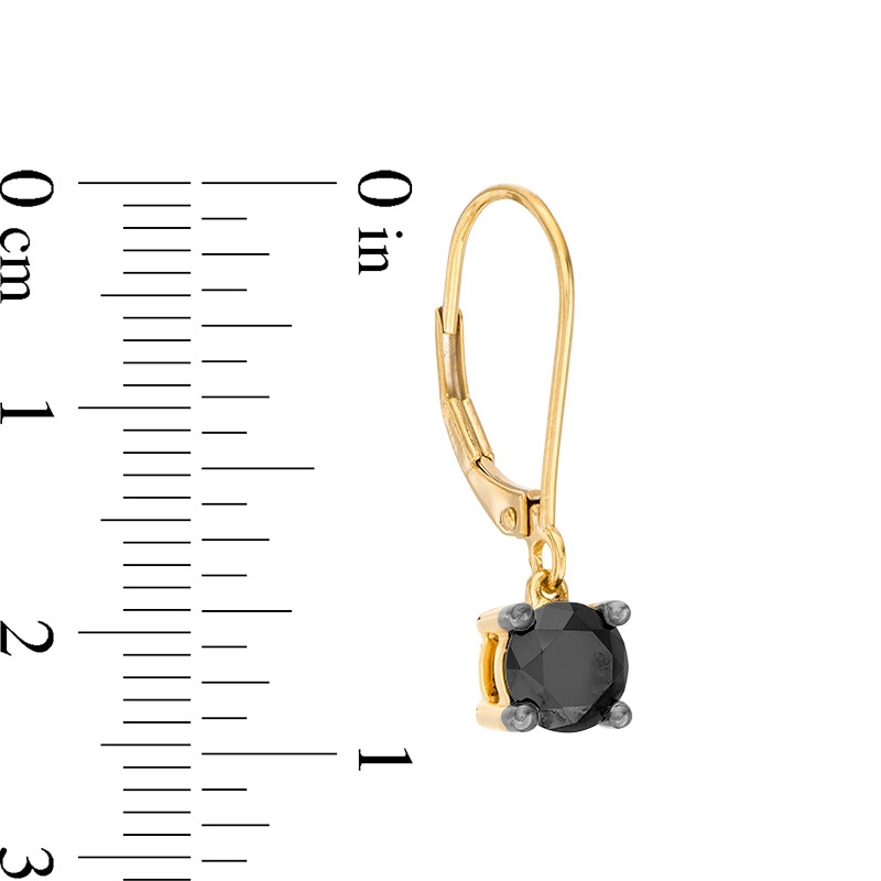 Main Image 2 of 1-1/2 CT. T.W. Black Diamond Solitaire Drop Earrings in 10K Gold