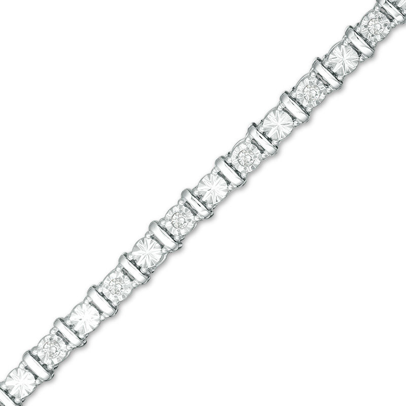 Main Image 1 of 1/4 CT. T.W. Diamond Bar Tennis Bracelet in Sterling Silver - 7.25"