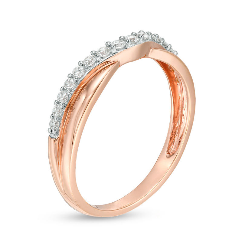 Main Image 2 of 1/4 CT. T.W. Diamond Contour Wedding Band in 14K Rose Gold