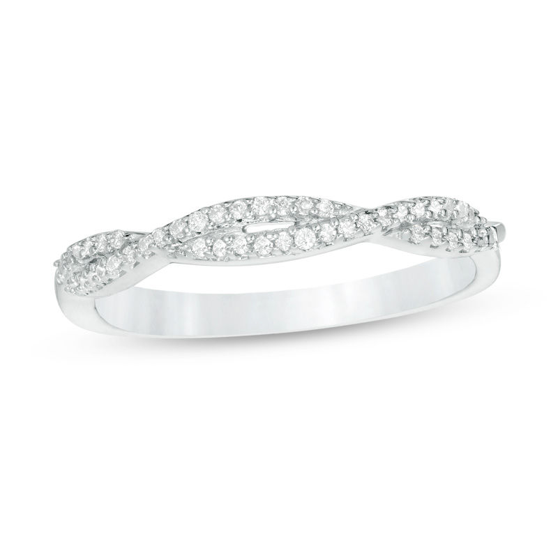 1/8 CT. T.W. Diamond Twist Stackable Band in 10K White Gold