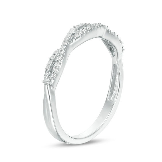 1/8 CT. T.w. Diamond Twist Stackable Band in 10K White Gold