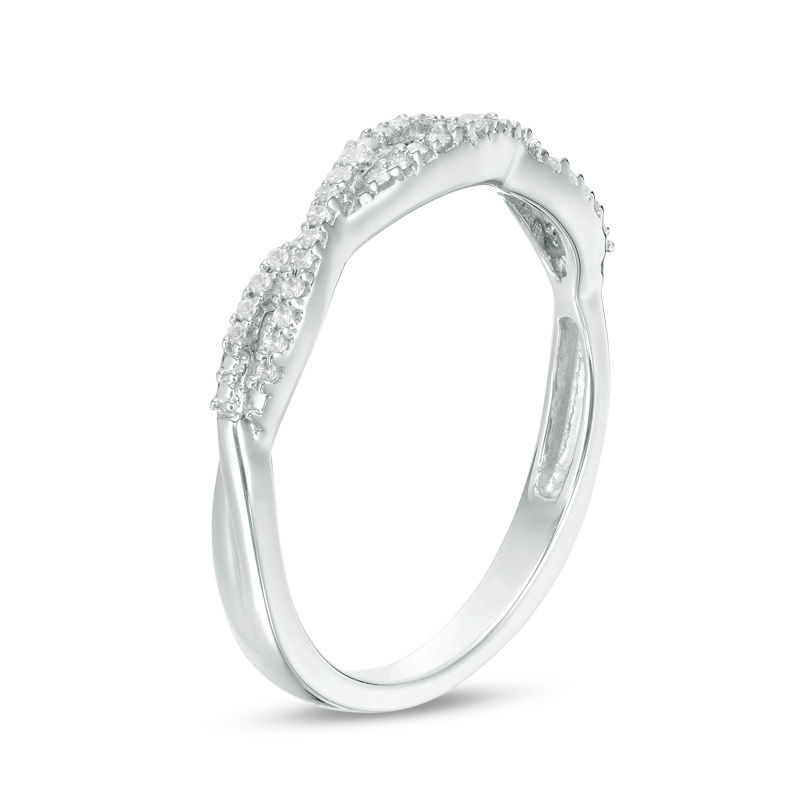 1/8 CT. T.W. Diamond Twist Stackable Band in 10K White Gold | Zales