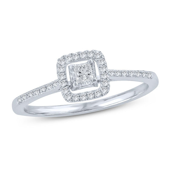 1 6 CT. T.W. Princess Cut Diamond Frame Promise Ring in 10K White