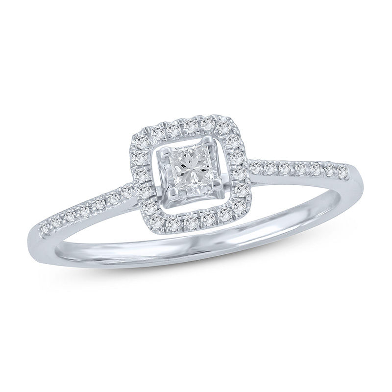 1/6 CT. T.W. Princess-Cut Diamond Frame Promise Ring in 10K White Gold