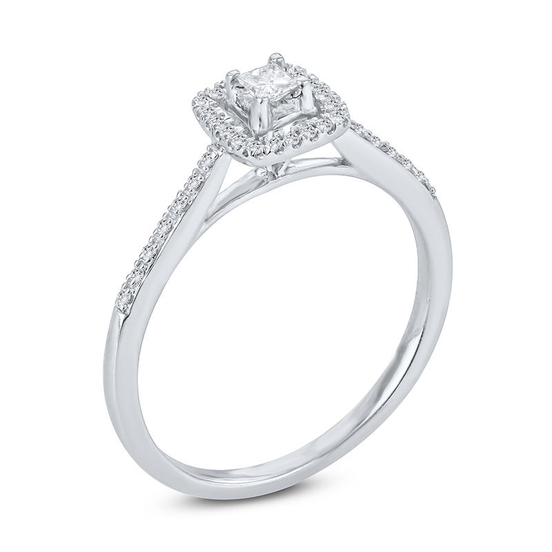 1/6 CT. T.W. Princess-Cut Diamond Frame Promise Ring in 10K White Gold