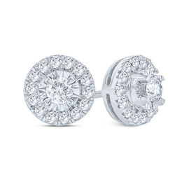 1/3 CT. T.W. Diamond Frame Stud Earrings in 10K White Gold