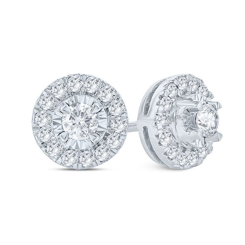 1/3 CT. T.W. Diamond Frame Stud Earrings in 10K White Gold