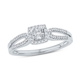 1/5 CT. T.W. Princess-Cut Diamond Frame Split Shank Promise Ring in 10K White Gold