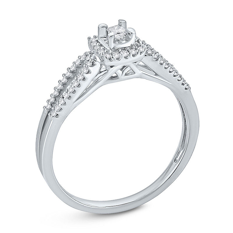 Main Image 2 of 1/5 CT. T.W. Princess-Cut Diamond Frame Split Shank Promise Ring in 10K White Gold