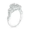 Thumbnail Image 2 of 1 CT. T.W. Certified Oval Diamond Past Present Future® Frame Engagement Ring in 14K White Gold (I/I1)