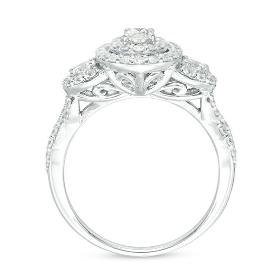 1 CT. T.w. Certified Oval Diamond Past Present FutureÂ® Frame Engagement Ring in 14K White Gold (I/I1)