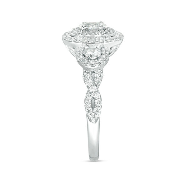 1 CT. T.w. Certified Oval Diamond Past Present FutureÂ® Frame Engagement Ring in 14K White Gold (I/I1)