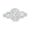 Thumbnail Image 6 of 1 CT. T.W. Certified Oval Diamond Past Present Future® Frame Engagement Ring in 14K White Gold (I/I1)