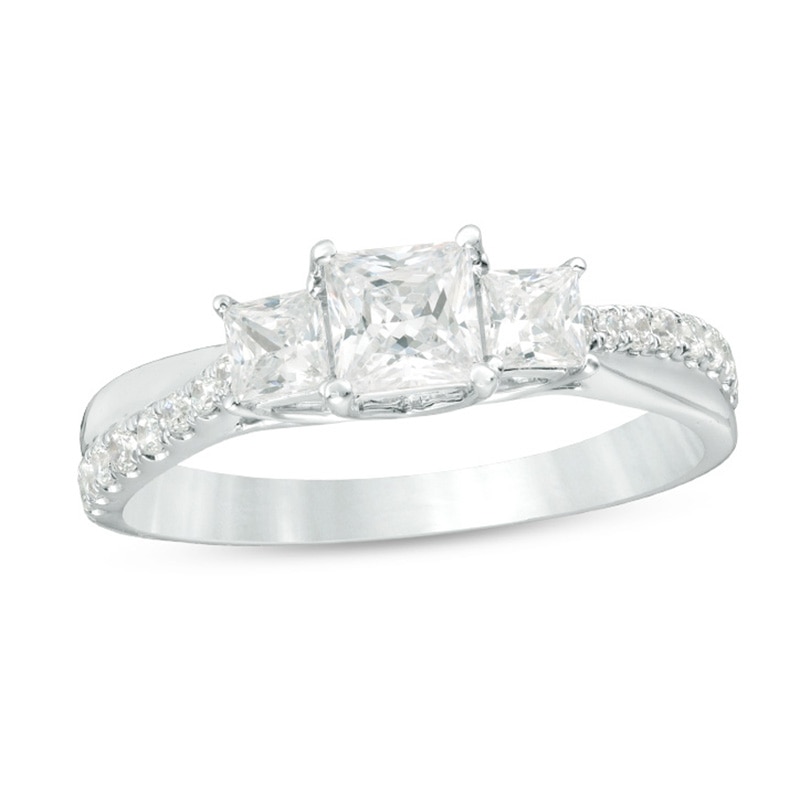 Main Image 1 of 1 CT. T.W. Princess-Cut Diamond Past Present Future® Engagement Ring in 14K White Gold