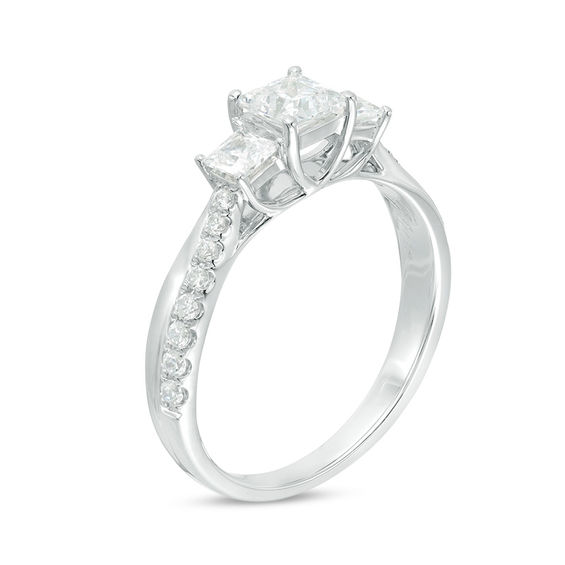 1 CT. T.w. Princess-Cut Diamond Past Present FutureÂ® Engagement Ring in 14K White Gold