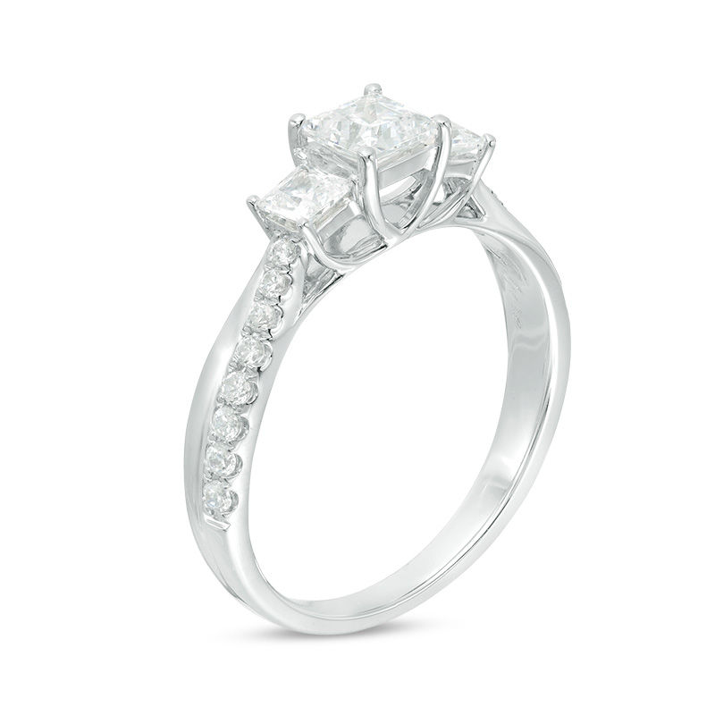 Main Image 2 of 1 CT. T.W. Princess-Cut Diamond Past Present Future® Engagement Ring in 14K White Gold