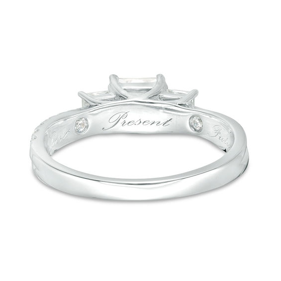 1 CT. T.w. Princess-Cut Diamond Past Present FutureÂ® Engagement Ring in 14K White Gold