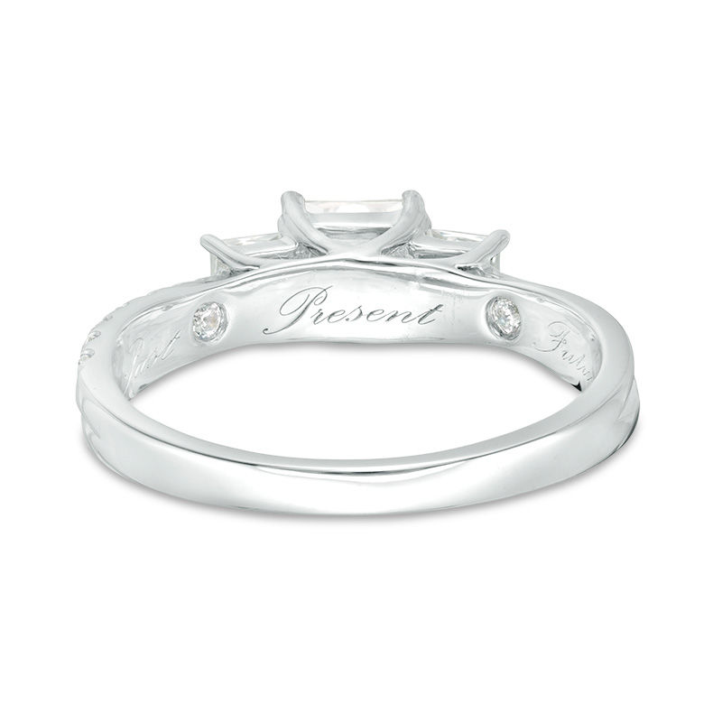 Main Image 3 of 1 CT. T.W. Princess-Cut Diamond Past Present Future® Engagement Ring in 14K White Gold