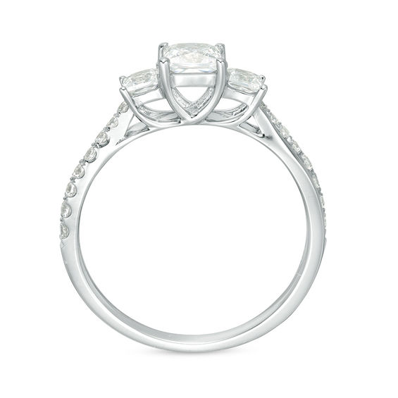 1 CT. T.w. Princess-Cut Diamond Past Present FutureÂ® Engagement Ring in 14K White Gold