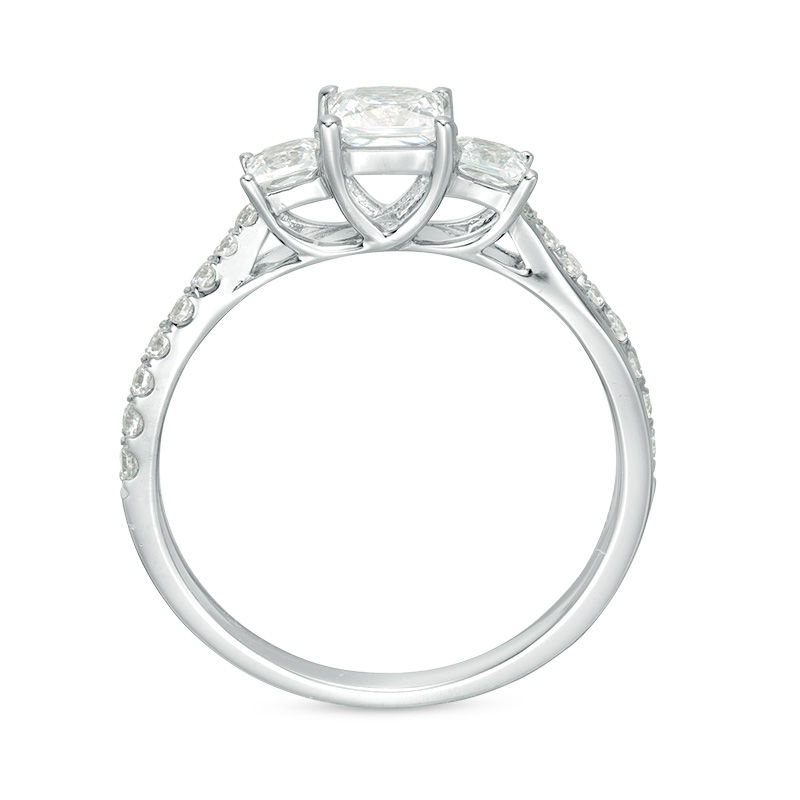 Main Image 4 of 1 CT. T.W. Princess-Cut Diamond Past Present Future® Engagement Ring in 14K White Gold