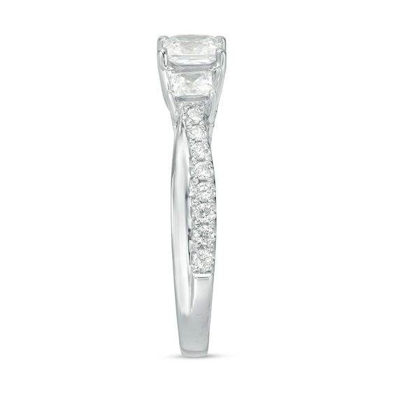 1 CT. T.w. Princess-Cut Diamond Past Present FutureÂ® Engagement Ring in 14K White Gold