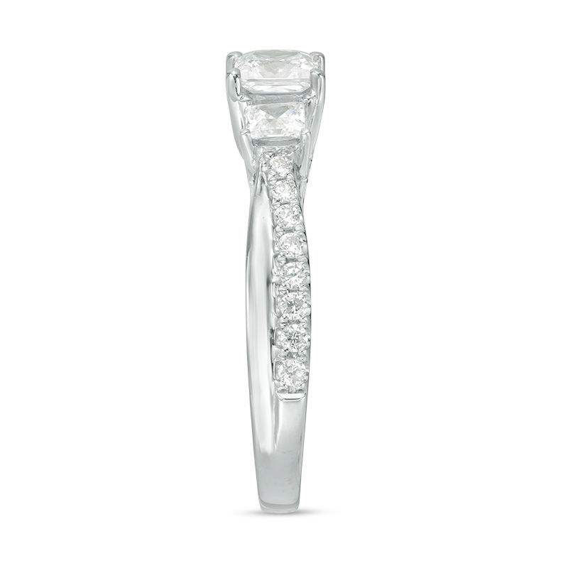 Main Image 5 of 1 CT. T.W. Princess-Cut Diamond Past Present Future® Engagement Ring in 14K White Gold
