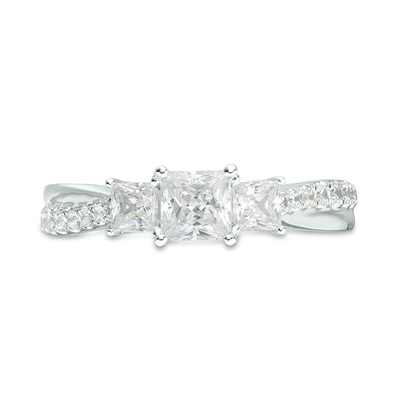 Main Image 6 of 1 CT. T.W. Princess-Cut Diamond Past Present Future® Engagement Ring in 14K White Gold