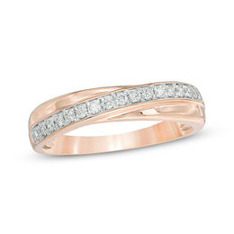 1/5 CT. T.W. Diamond Crossover Anniversary Band in 10K Rose Gold